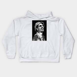 Stevie Wonder B W Kids Hoodie